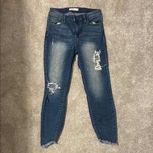 Cello Blue Skinny Distressed Jeans